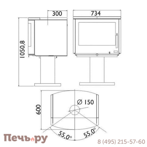 Печь камин ABX Bergen поворотный фото 7