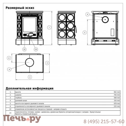 Печь-камин ABX Helvetia KPI, с теплообменником, кафельный цоколь фото 5