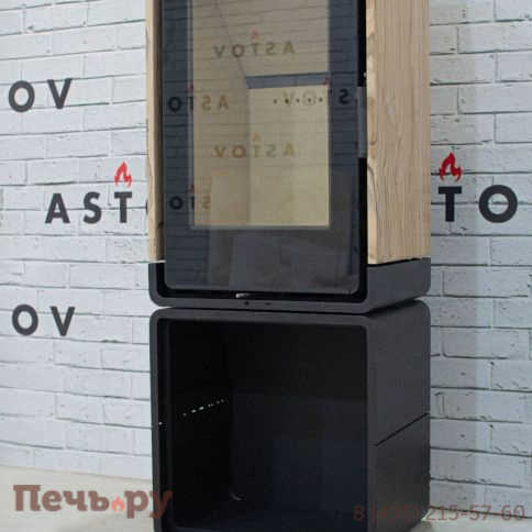 Печь камин Астов Куб (ПК 4581) камень на дровнике фото 5