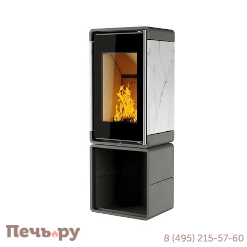 Печь камин Астов Куб (ПК 4581) камень на дровнике фото