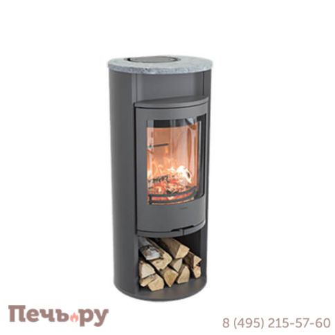 Печь камин Contura 610 Style серый, чугунная дверца и теплая полка фото 3