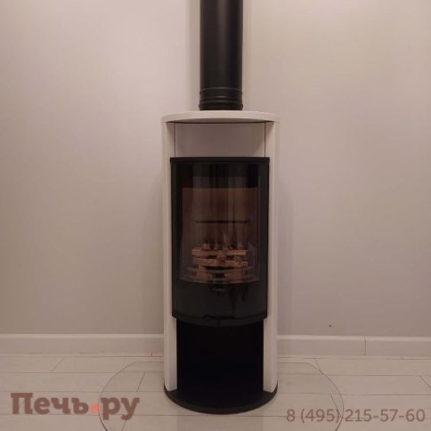 Печь камин Contura 610G Style белый, стеклянная дверца и теплая полка фото 4