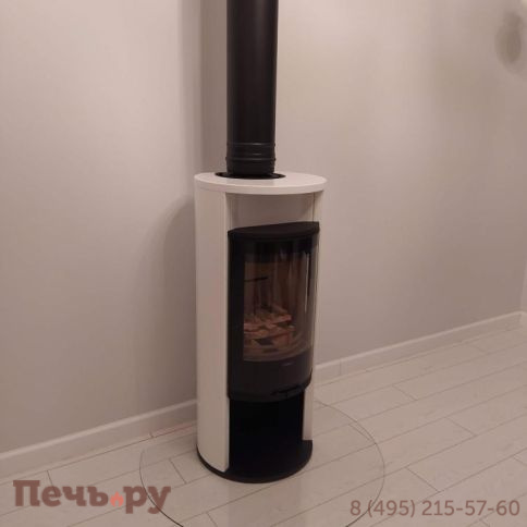 Печь камин Contura 610G Style белый, стеклянная дверца и теплая полка фото 5