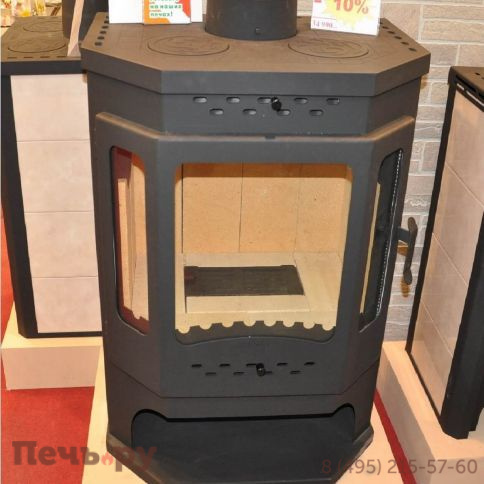 Печь-камин ЭкоКамин Бавария Призматик с плитой и теплообменником (ПК140) фото 4