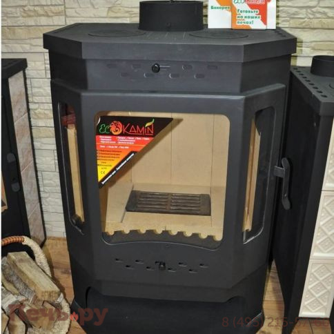 Печь-камин ЭкоКамин Бавария Призматик с плитой и теплообменником (ПК140) фото 5