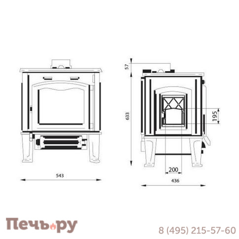 Печь камин Ferguss Hermes cook, side door фото 6