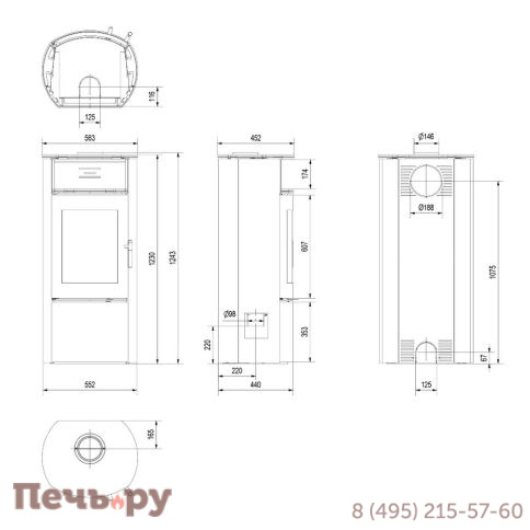 Печь камин Kratki Falcon/W фото 3