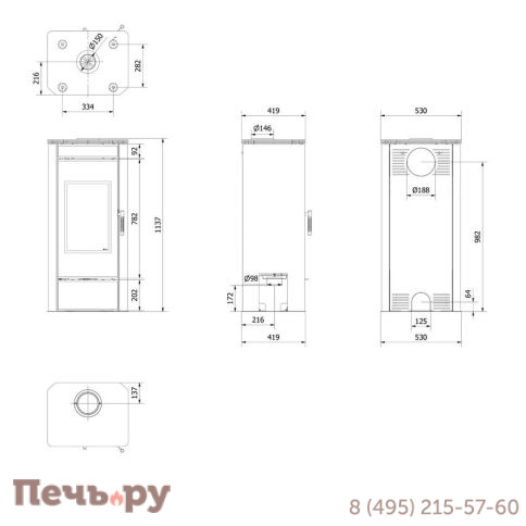 Печь-камин Kratki Koza Titan G фото 6