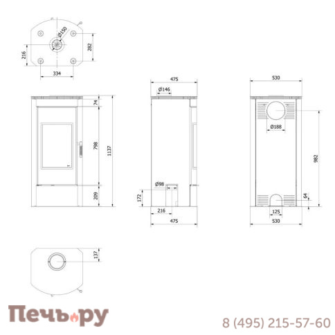 Печь-камин Kratki Koza Titan GR фото 8