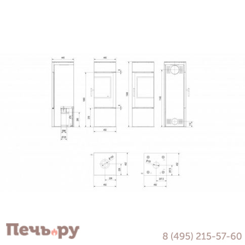 Печь камин Kratki Thor 8 Termotec Black фото 5