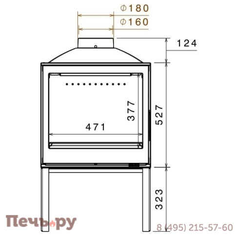 Печь-камин Liseo Castiron LCI 5 GDF Stove, двусторонняя фото 3