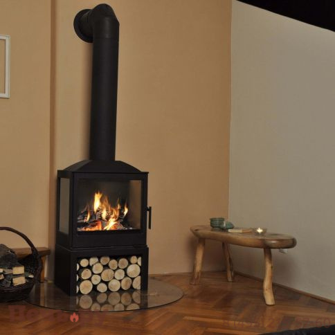 Печь-камин Liseo Castiron LCI 5 GFLR Stove, два боковых стекла фото 8