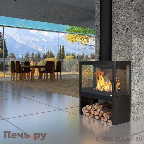 Печь-камин Liseo Castiron LCI 7 GFLR Stove, два боковых стекла фото 5