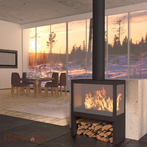 Печь-камин Liseo Castiron LCI 7 GFLR Stove, два боковых стекла фото 6