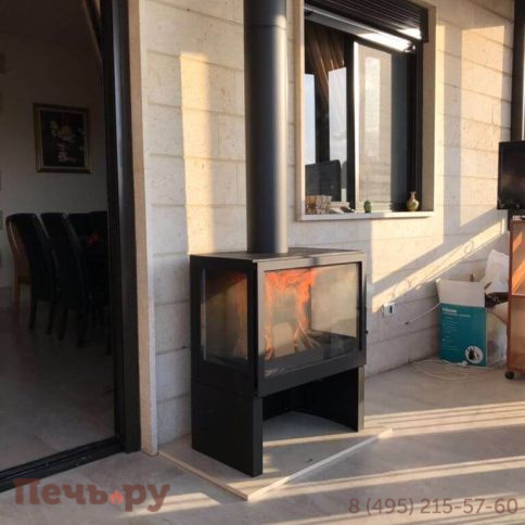 Печь-камин Liseo Castiron LCI 7 GFLR Stove, два боковых стекла фото 8