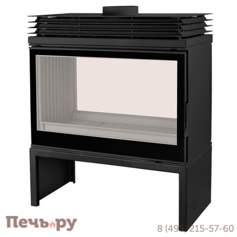 Печь-камин Liseo Castiron LCI 9 GDF BG Stove двусторонняя, черное стекло фото