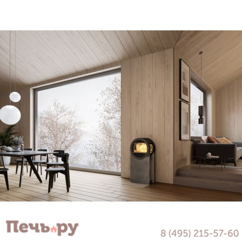 Печь-камин Nordpeis Me Concrete с боковыми стеклами фото 4