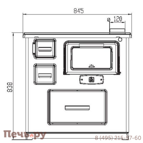Печь камин Plamen Slavonac коричневая, труба справа фото 3