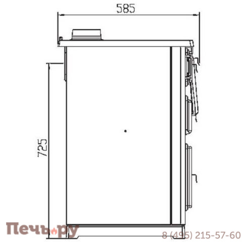 Печь камин Plamen Slavonac коричневая, труба справа фото 4