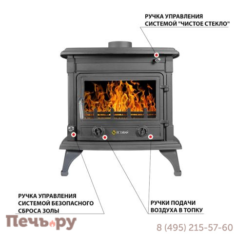 Печь камин Везувий AST-13 Антрацит д.150 мм фото 5