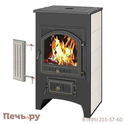 Печь-камин Везувий ПК-01 (205) с плитой и т/о беж. 12 кВт (200 м3) фото