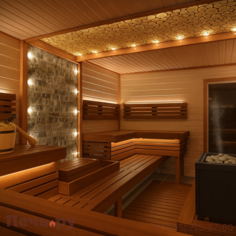 Печь с парогенератором для бани и сауны Lang THERMOS vapo noir 7,5 кВт (1,5 кВт) фото 2