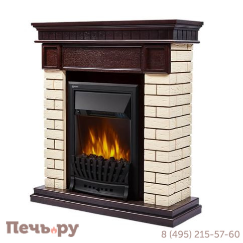 Портал Firelight Bricks Classic камень бежевый, шпон темный дуб фото 3