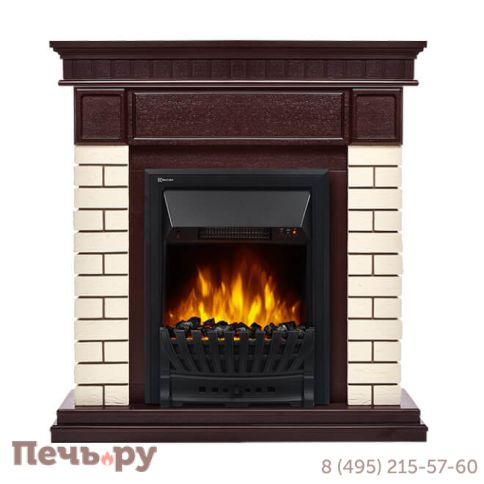 Портал Firelight Bricks Classic камень бежевый, шпон темный дуб фото