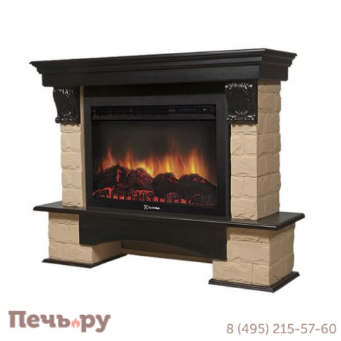 Портал Firelight Forte 30U(угловой) камень бежевый, шпон темный дуб фото 2
