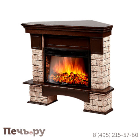 Портал Firelight Forte Wood 25 U угловой камень коричневый, шпон темный дуб фото 2