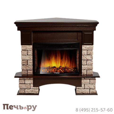 Портал Firelight Forte Wood 25 U угловой камень коричневый, шпон темный дуб фото 3