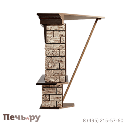 Портал Firelight Forte Wood 25 U угловой камень коричневый, шпон темный дуб фото 4