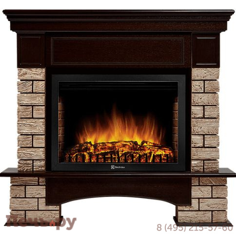 Портал Firelight Forte Wood 25 U угловой камень коричневый, шпон темный дуб фото