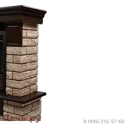 Портал Firelight Forte Wood 30 U (угловой) камень коричневый, шпон темный дуб фото 6