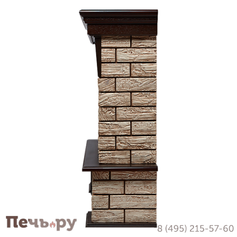 Портал Firelight Forte Wood 30 U (угловой) камень коричневый, шпон темный дуб фото 7