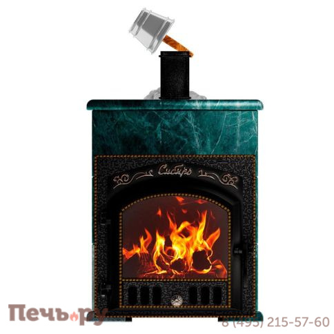 Премиальная банная печь НМК Сибирь-25 (дверка 545х545) в облицовке Оптима змеевик фото