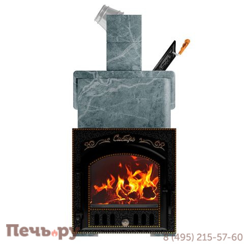 Премиальная банная печь НМК Сибирь-25 ЗК (дверка 545х545) в облицовке Президент фото 4