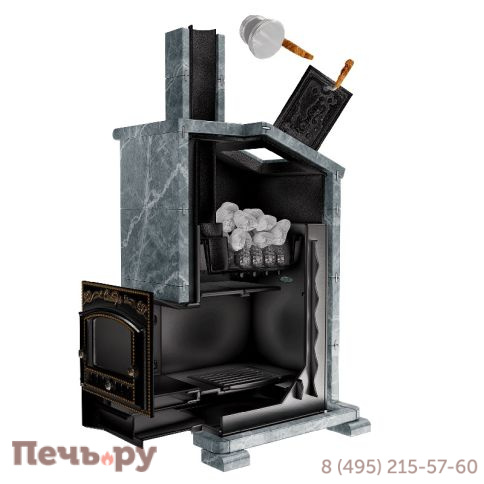 Премиальная банная печь НМК Сибирь-25 ЗК (дверка 545х545) в облицовке Президент фото 5