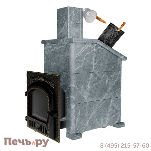 Премиальная банная печь НМК Сибирь-25 ЗК (дверка 545х545) в облицовке Президент фото