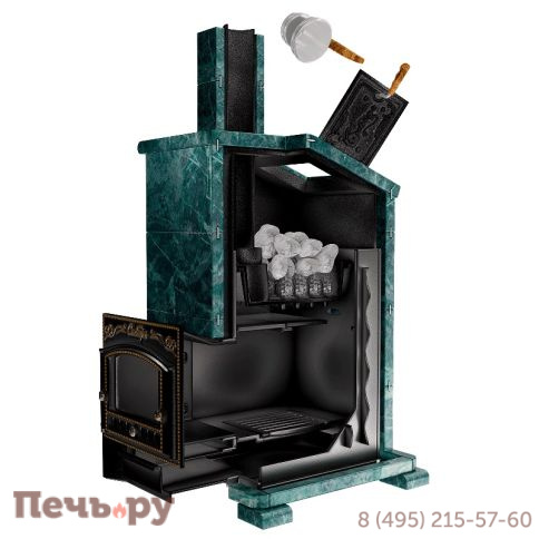 Премиальная банная печь НМК Сибирь-25 ЗК (дверка 700х700) в облицовке Президент фото 4