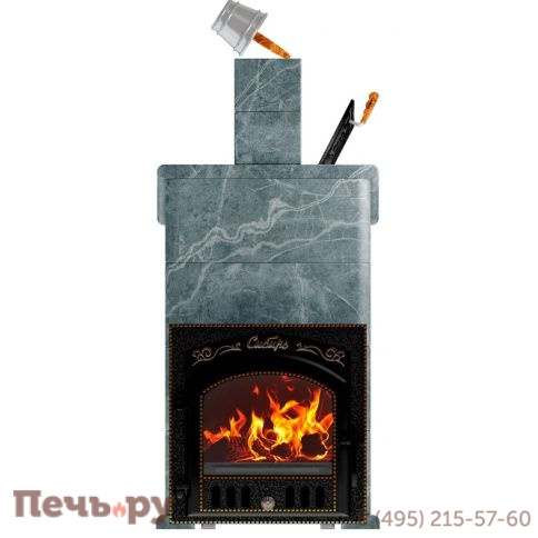 Премиальная банная печь НМК Сибирь-40 ЗК (дверка 545х545) в облицовке Президент фото 4