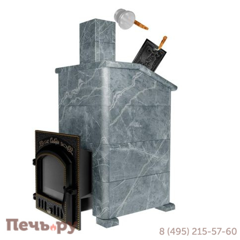 Премиальная банная печь НМК Сибирь-40 ЗК (дверка 545х545) в облицовке Президент фото