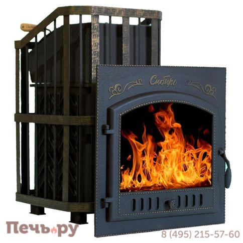 Премиальная чугунная банная печь НМК Сибирь-25 ЗК (дверка 700х700) фото