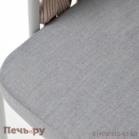 "Диего" стул плетеный из роупа, каркас из стали светло-серый (RAL7035) муар, роуп бежевый круглый, ткань светло-серая фото 8