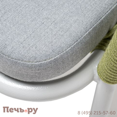 "Лион" стул плетеный из роупа, каркас из стали светло-серый (RAL7035) муар, роуп салатовый меланж круглый, ткань светло-серая фото 5