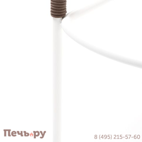 "Марсель" стул барный плетеный из роупа, каркас из стали белый муар, роуп коричневый круглый, ткань бежевая 052 фото 9