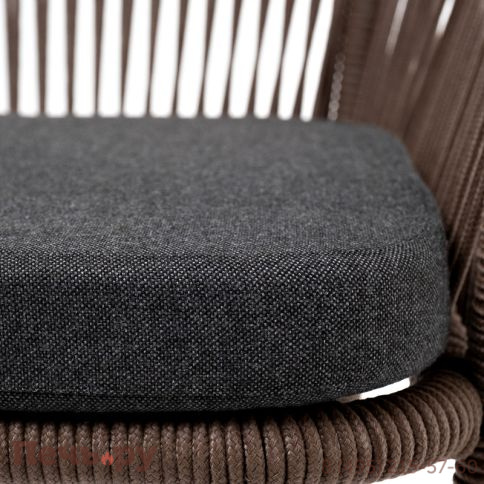 "Марсель" стул барный плетеный из роупа, каркас из стали коричневый (RAL8016) муар, роуп коричневый круглый, ткань темно-серая фото 8