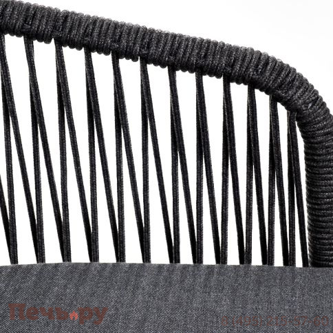 "Марсель" стул барный плетеный из роупа, каркас из стали серый (RAL7022) муар, роуп темно-серый круглый, ткань темно-серая 027 фото 5