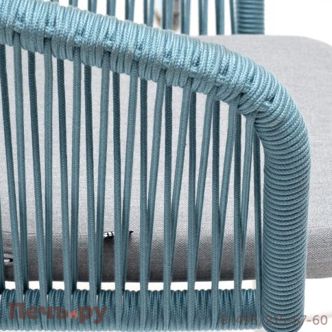 "Марсель" стул плетеный из роупа, каркас алюминий светло-серый (RAL7035) муар, роуп бирюзовый круглый, ткань светло-серая фото 8