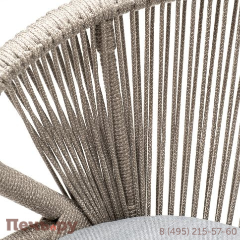"Милан" стул плетеный из роупа, каркас алюминий светло-серый (RAL7035) муар, роуп серый меланж круглый, ткань светло-серая фото 6